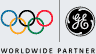 GE Logo next to the Olympic Rings with text that reads: Worldwide Partner